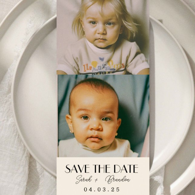 Childhood Photos Typography Qrcode Save the Date Invitation (Creator Uploaded)