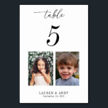 Childhood Pictures Photos Table Number 5 Wedding<br><div class="desc">Decorate your wedding table with this number card,  featuring bride and groom's childhood pictures and custom text of your choice. Easily add your own details by clicking on the "personalise" option.</div>