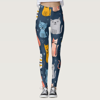 Childish Cute Cats Seamless Design Leggings