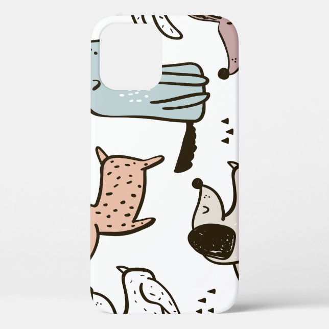 Childish dogs, hand drawn, trendy pattern. Case-Mate iPhone case (Back)