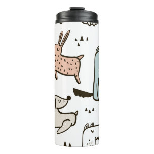 Childish dogs, hand drawn, trendy pattern. thermal tumbler