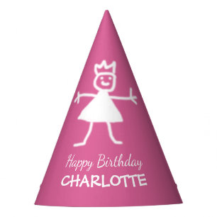 Childish Drawing Princess custom Text and Colour Party Hat