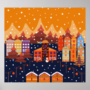 Childish House Trees Scandinavian Pattern Poster