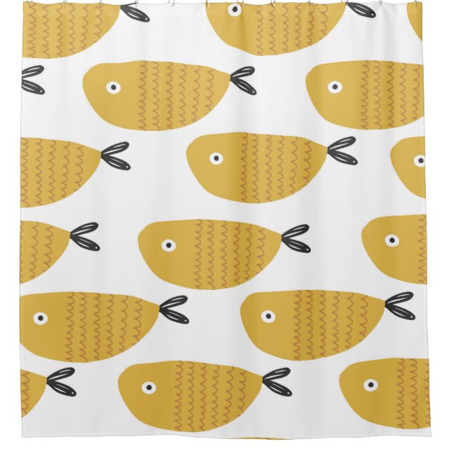Childish Pattern, Funny Fishes. Shower Curtain (Front)