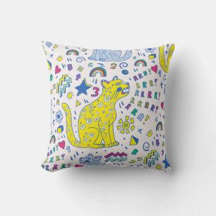 childish pattern with tiger,letters,rainbows,numbe cushion