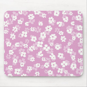 Childish Pink Flower Pattern Mouse Pad