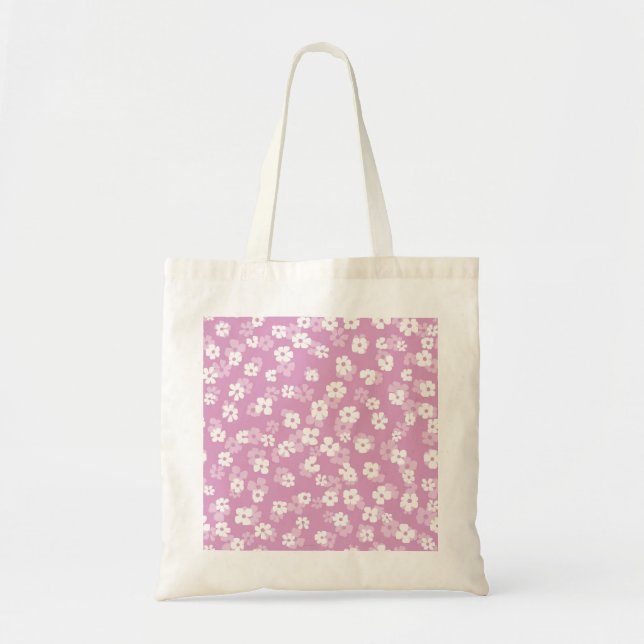 Childish Pink Flower Pattern Tote Bag (Front)