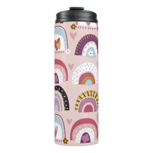 Childish Rainbows Flowers Hearts Pattern Thermal Tumbler