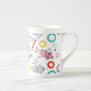 Childish Robots Colorful Mechanical Parts Tools Bone China Mug
