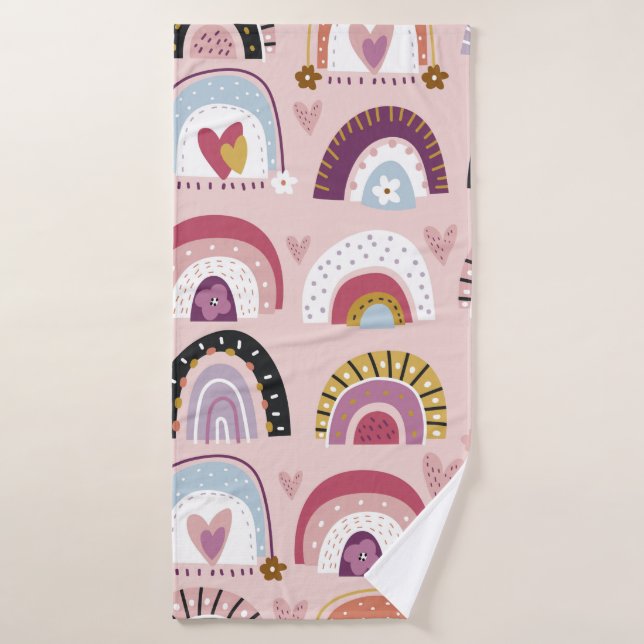 Childish seamless pattern with abstract hand drawn bath towel (Bath Towel)