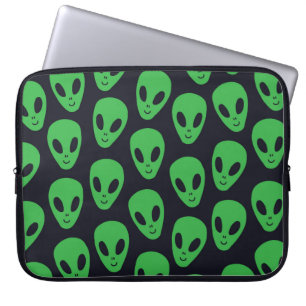 Childish seamless pattern with aliens faces ufo laptop sleeve