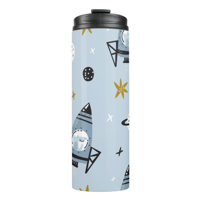 Childish seamless pattern with hand drawn space el thermal tumbler (Front)