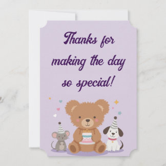 Childish Thank You Birthday Card Fun Kids Party
