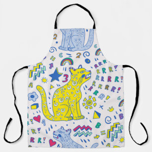 Childish Tiger and Rainbow Pattern Apron
