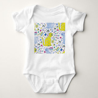 Childish Tiger and Rainbow Pattern Baby Bodysuit