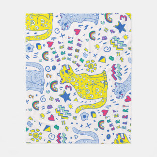 Childish Tiger and Rainbow Pattern Fleece Blanket