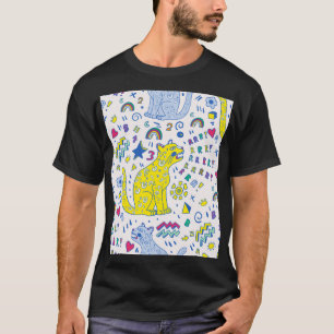 Childish Tiger and Rainbow Pattern T-Shirt