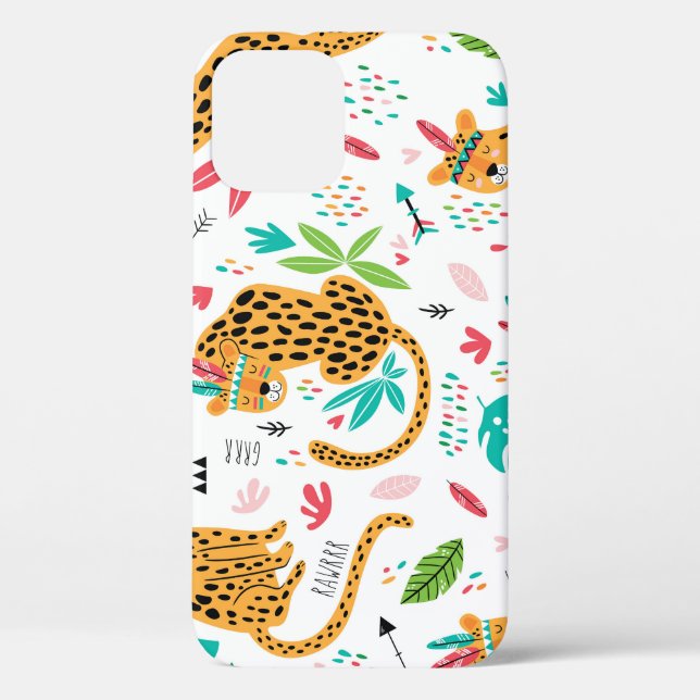 Childish Tribal Leopards Tropical Pattern Case-Mate iPhone Case (Back)