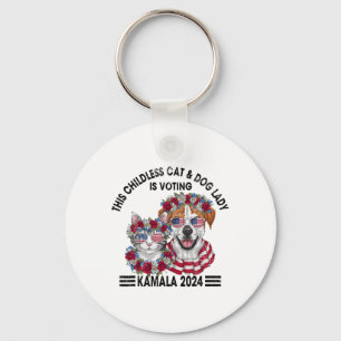 Childless Cat And Dog Lady Is Voting Kamala Harris Key Ring