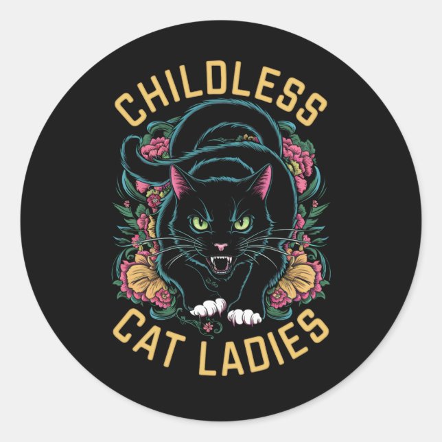Childless Cat Ladies 2024 Feminist Classic Round Sticker (Front)