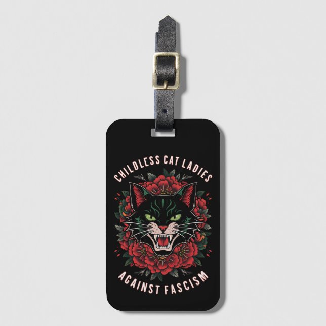 Childless Cat Ladies Against Fascism  Luggage Tag (Front Vertical)