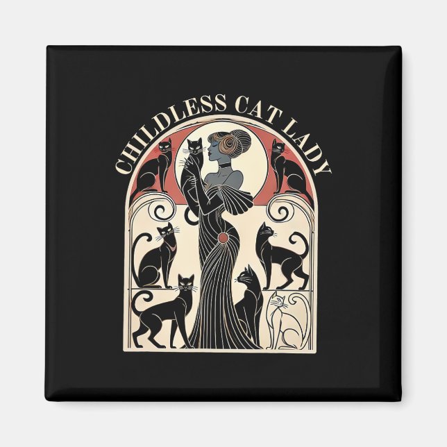 Childless Cat Ladies Cat Karma Retro Funny  Magnet (Front)