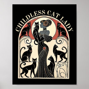 Childless Cat Ladies Cat Karma Retro Funny Poster