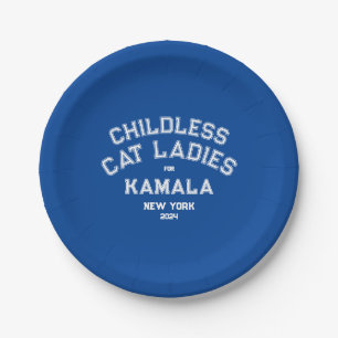 Childless Cat Ladies For Kamala 2024 Custom Blue Paper Plate