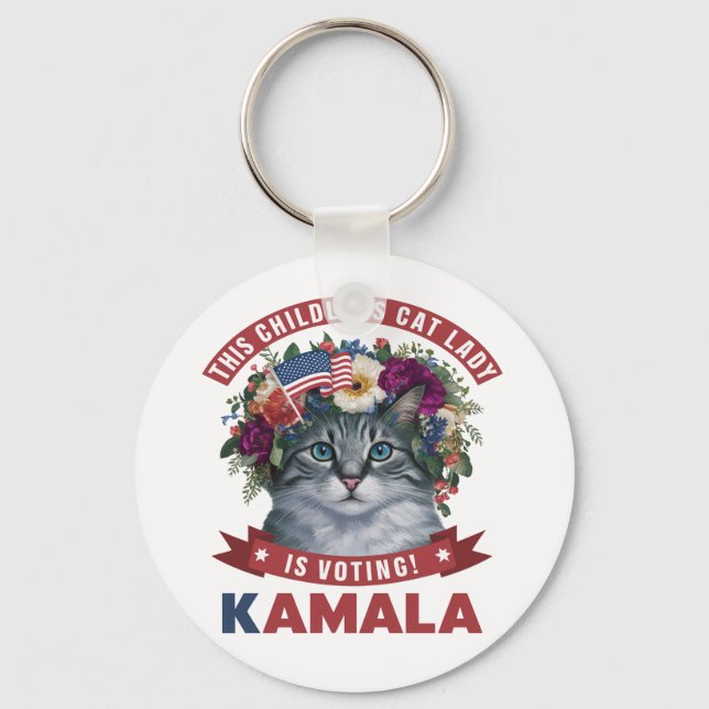 Childless Cat Ladies for kamala harris  Key Ring (Front)
