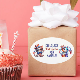 CHILDLESS CAT LADIES FOR KAMALA OVAL STICKER