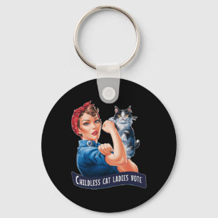 Childless Cat Ladies Vote Rosie The Riveter Key Ring