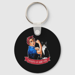 Childless Cat Ladies Vote Rosie The Riveter Women Key Ring