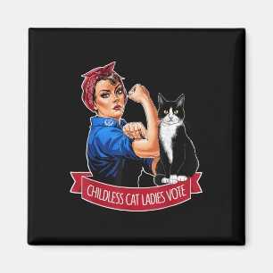 Childless Cat Ladies Vote Rosie The Riveter Women  Magnet