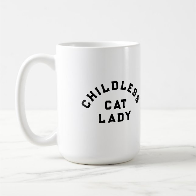 Childless cat lady, bold type coffee mug (Left)