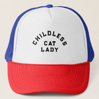 Childless cat lady, bold type trucker hat