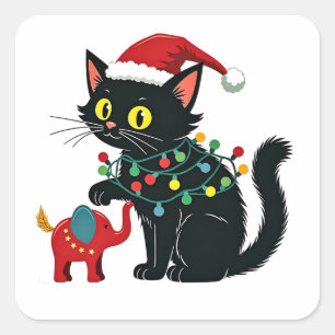 Childless Cat Lady Christmas Kamala Trump Square Sticker