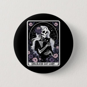 Childless Cat Lady Cute Gothic Skeleton Tarot Card 6 Cm Round Badge