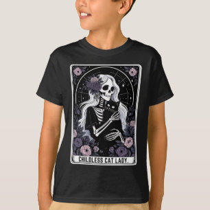 Childless Cat Lady Cute Gothic Skeleton Tarot Card T-Shirt