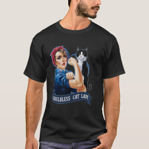 Childless Cat Lady Design Rosie the Riveter T-Shirt