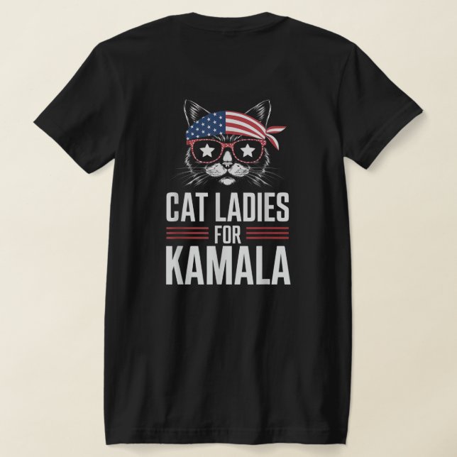 Childless Cat Lady for Kamala 2024 T-Shirt (Laydown Back)