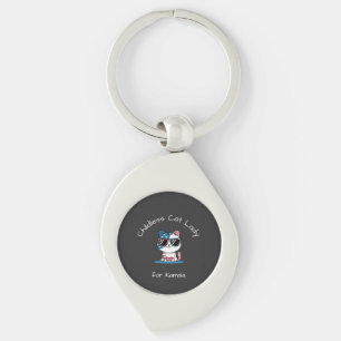 Childless Cat Lady for Kamala Cartoon Key Ring