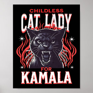 Childless Cat Lady For Kamala Harris 2024 Presiden Poster