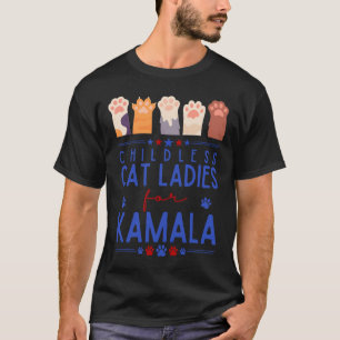 Childless Cat Lady For Kamala Harris Tim Waltz 202 T-Shirt
