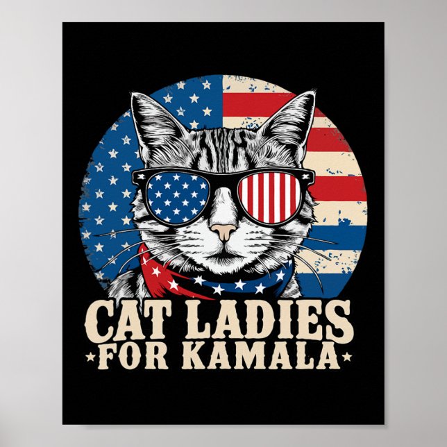 Childless Cat Lady For Kamala Harris Voting  Poster (Front)