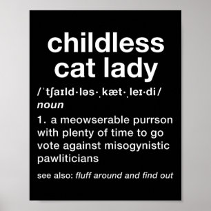 Childless Cat Lady Funny Dictionary Definition  Poster