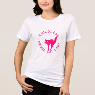 Childless Cat Lady funny pink cat typography Tri-Blend Shirt