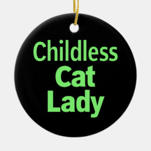 Childless Cat Lady Funny Vote 2024 Ceramic Tree Decoration