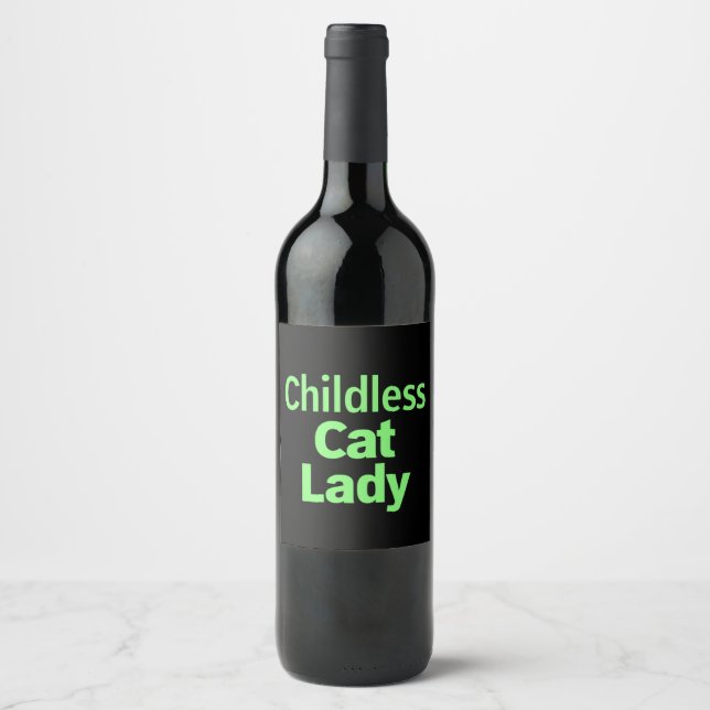Childless Cat Lady Funny Vote 2024 Wine Label (Front)