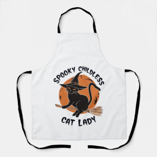 Childless Cat Lady Halloween Spooky Witch Election Apron