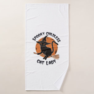 Childless Cat Lady Halloween Spooky Witch Election Bath Towel